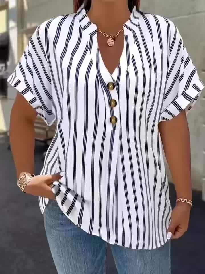 Aria – Striped Button Blouse