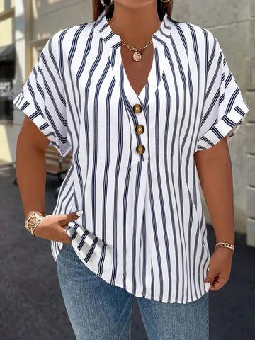 Aria – Striped Button Blouse