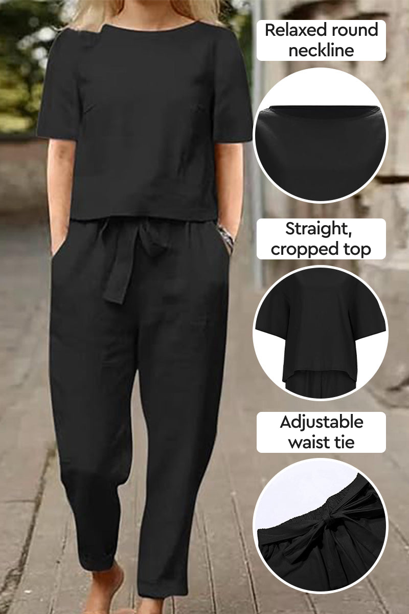 Susan - Cotton-Linen Blend Monochrome Two-Piece Set