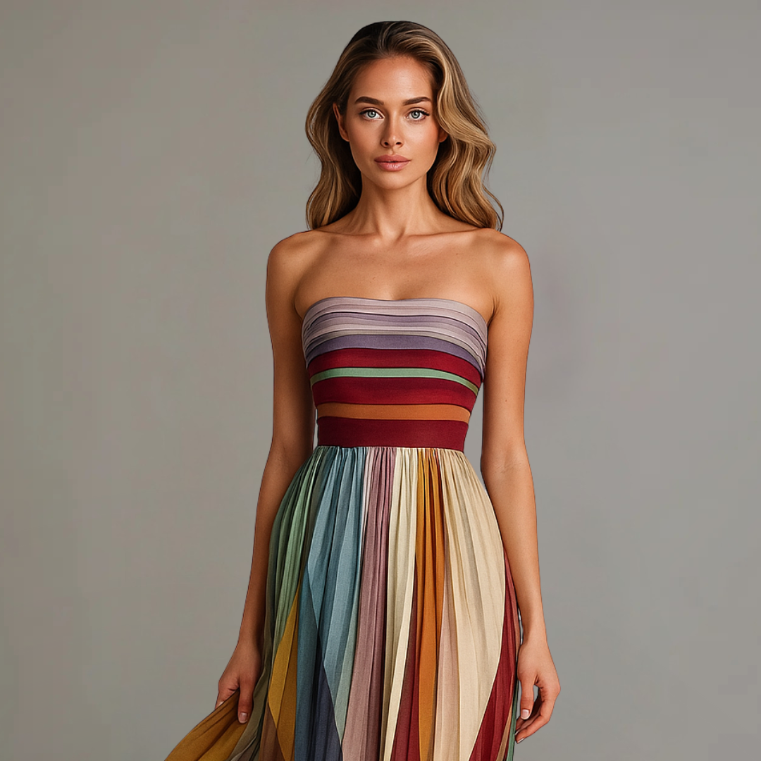 Fiorella | Wrinkle-Free Strapless Pleated Dress