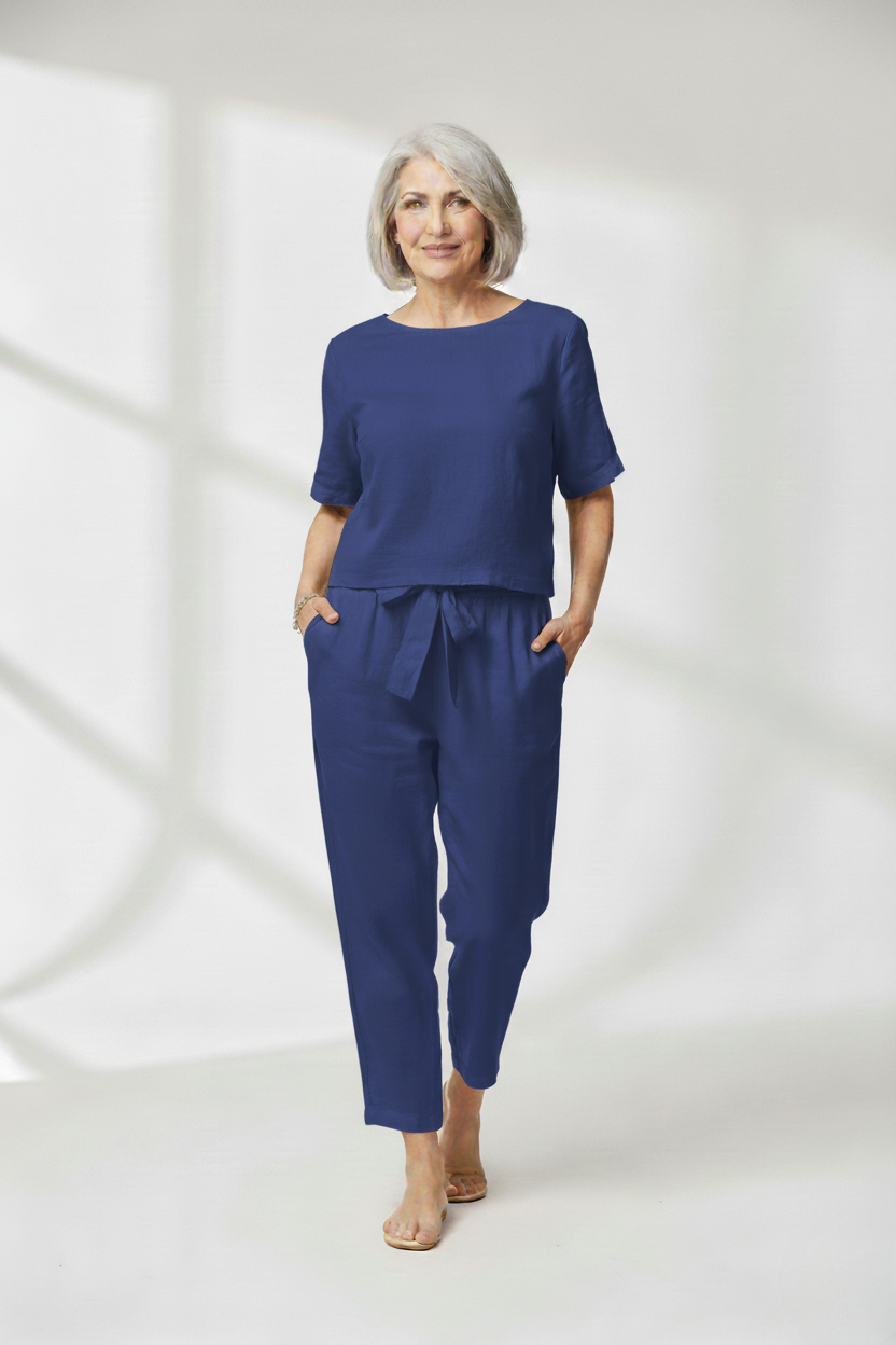 Susan - Cotton-Linen Blend Monochrome Two-Piece Set