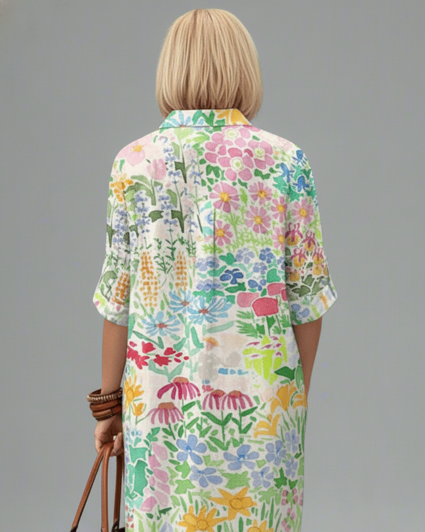 Natalie – Luxury Floral Summer Midi Dress for Effortless Style