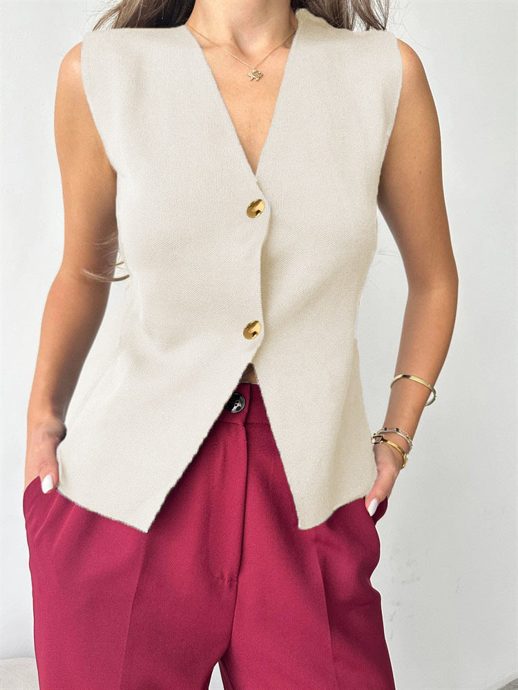 Gaby | Sleeveless Button Top