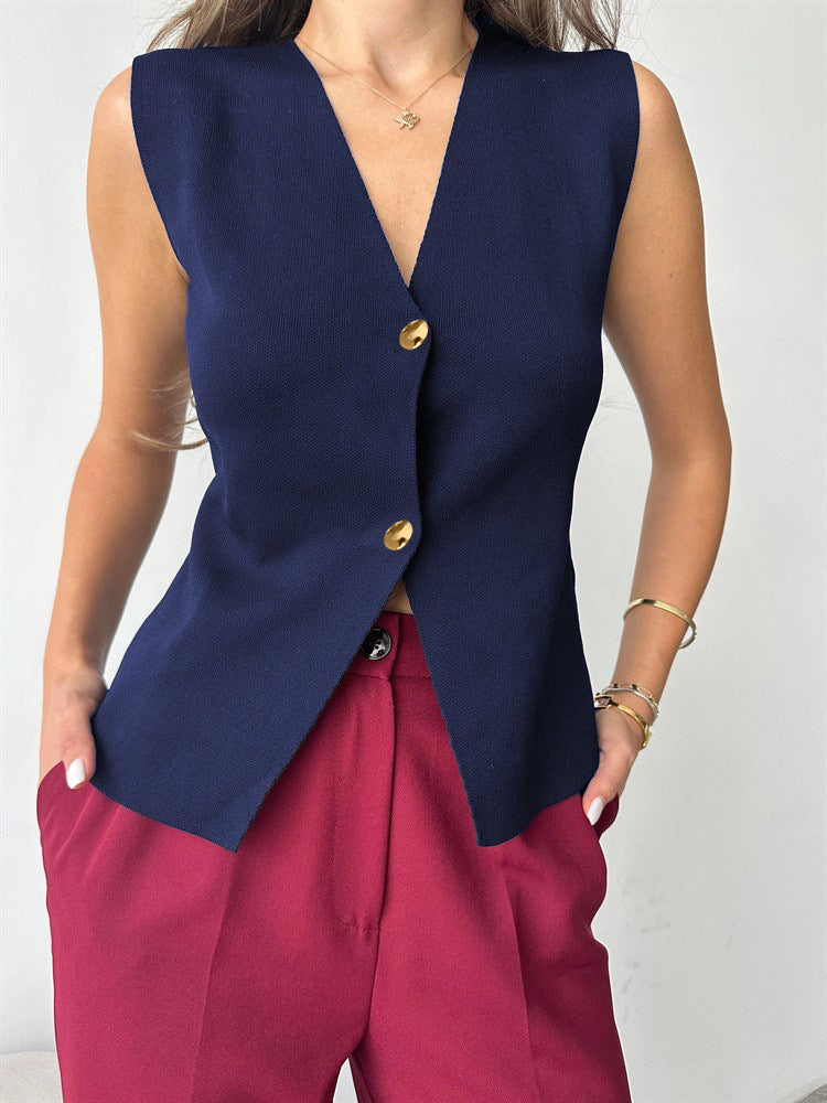 Gaby | Sleeveless Button Top