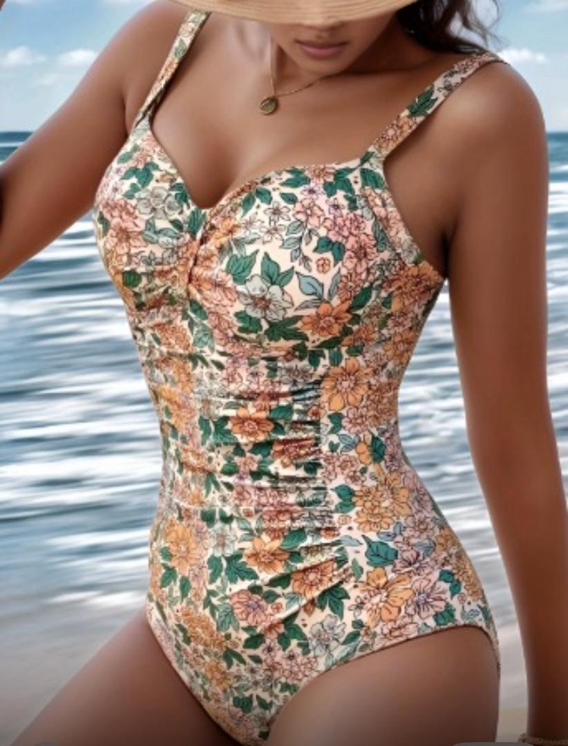 Penelope - Floral Print Halter Neck Swimsuit