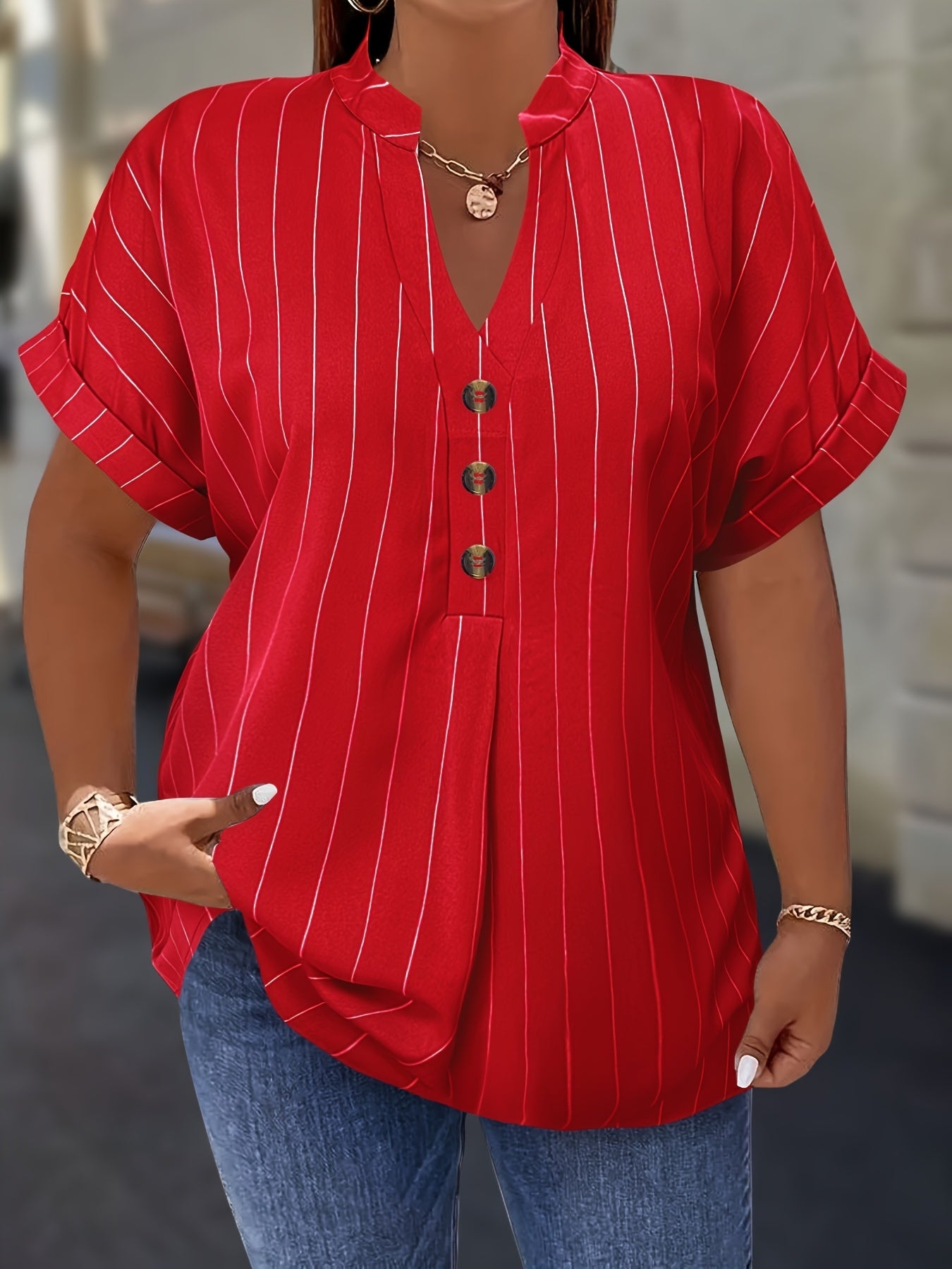 Aria – Striped Button Blouse