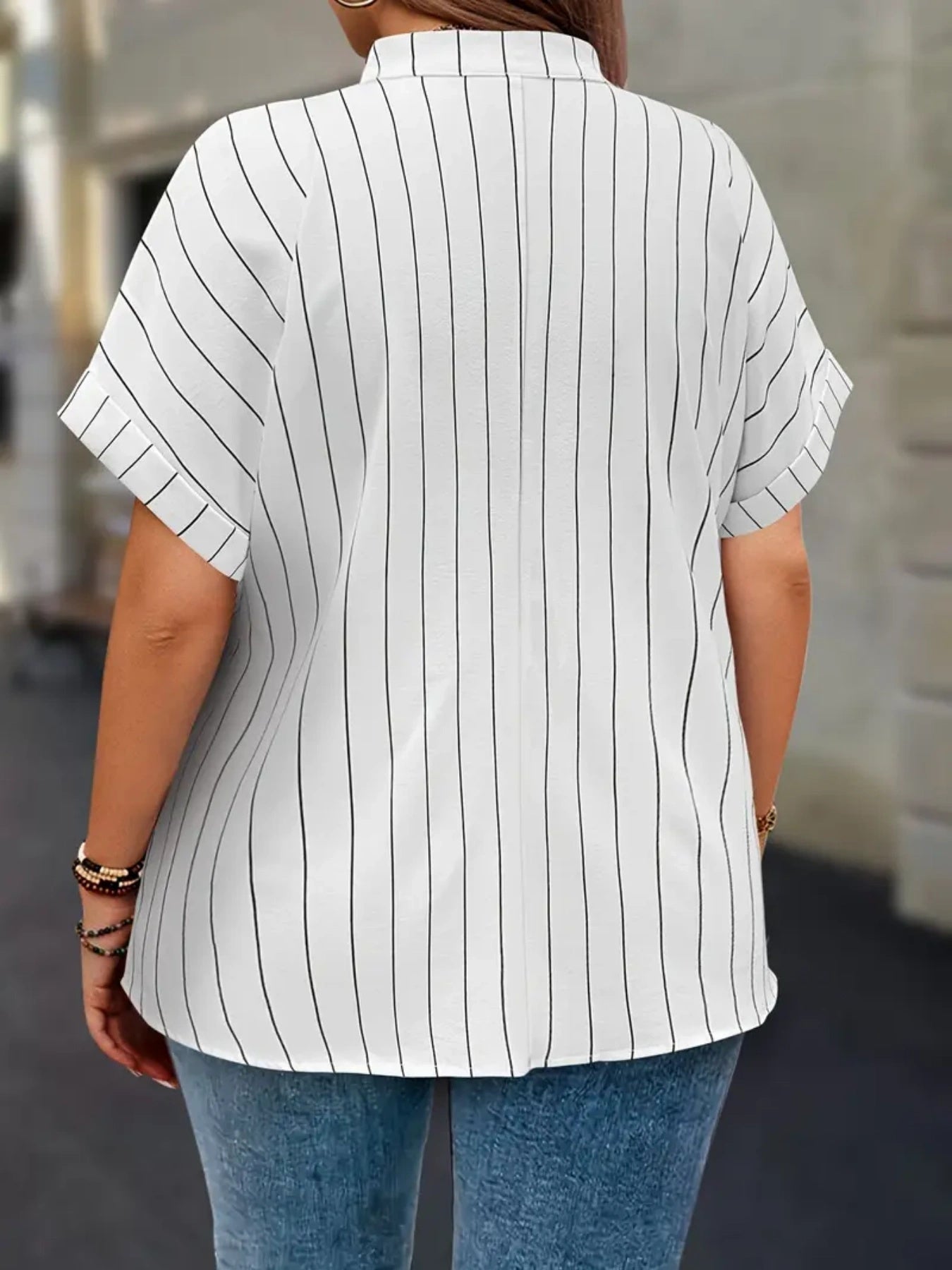 Aria – Striped Button Blouse