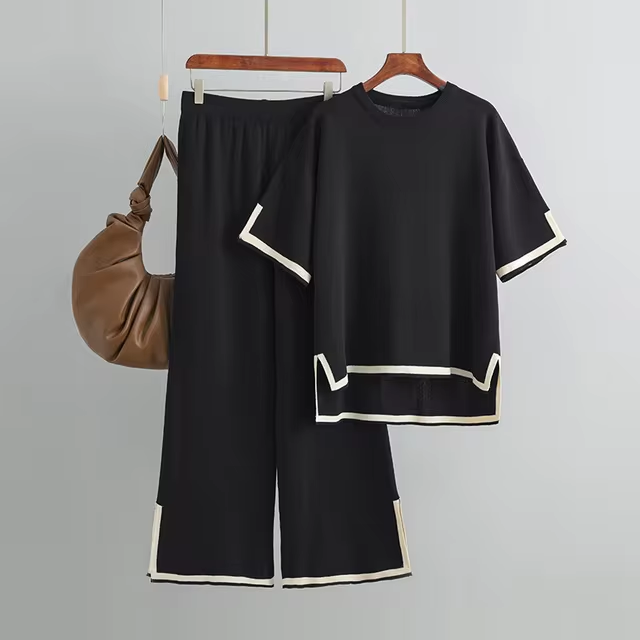 Charlotte | Chic Ice Silk Short Sleeve Co-Ord Set