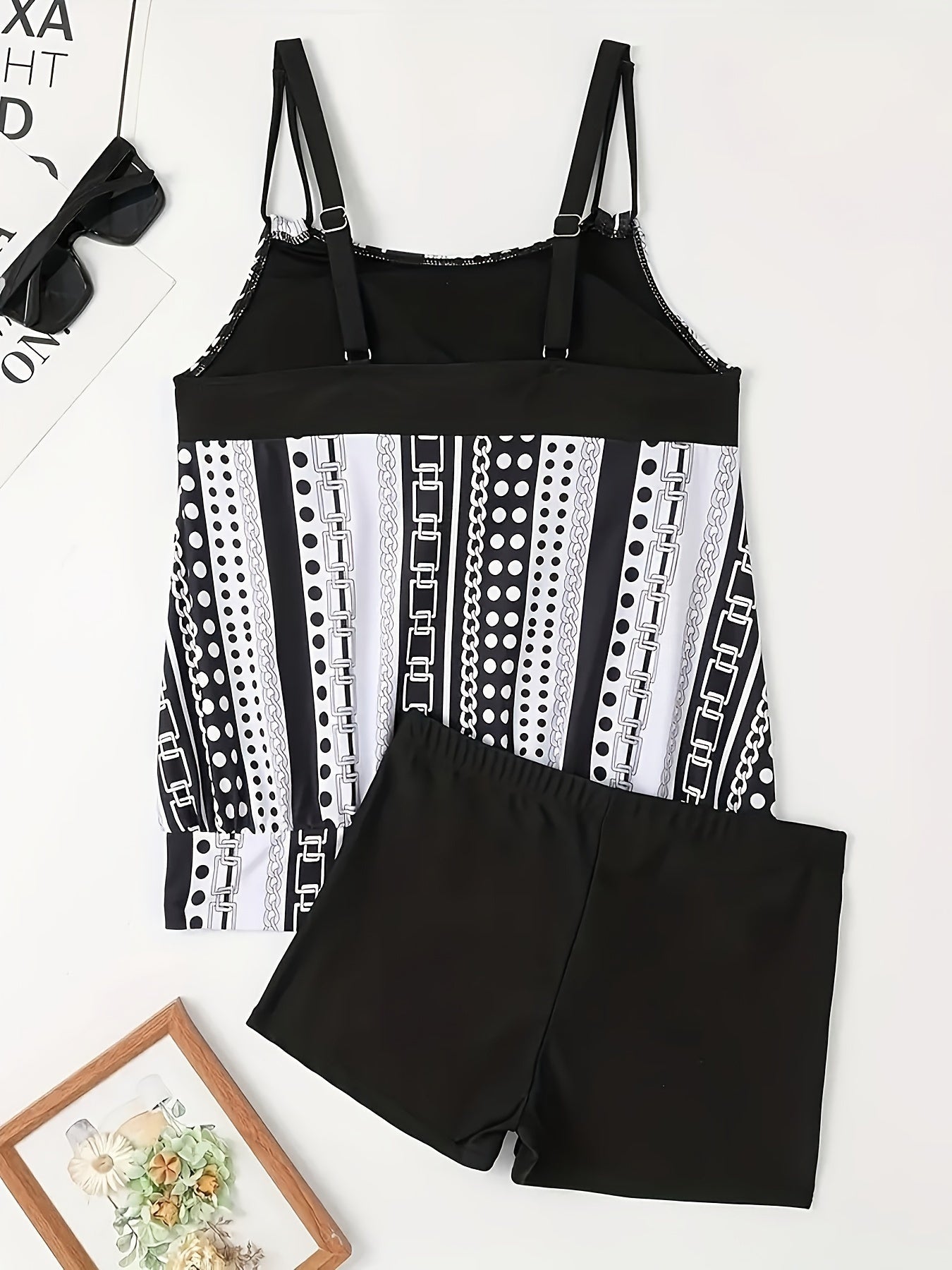 Agnes – Striped Ruffle Tankini Set