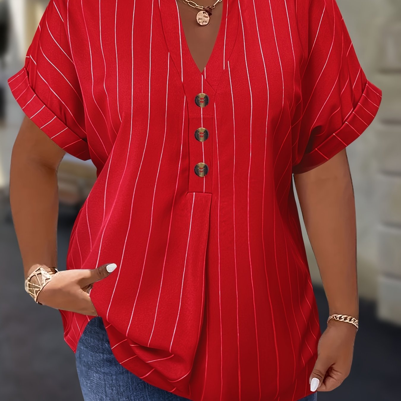Aria – Striped Button Blouse