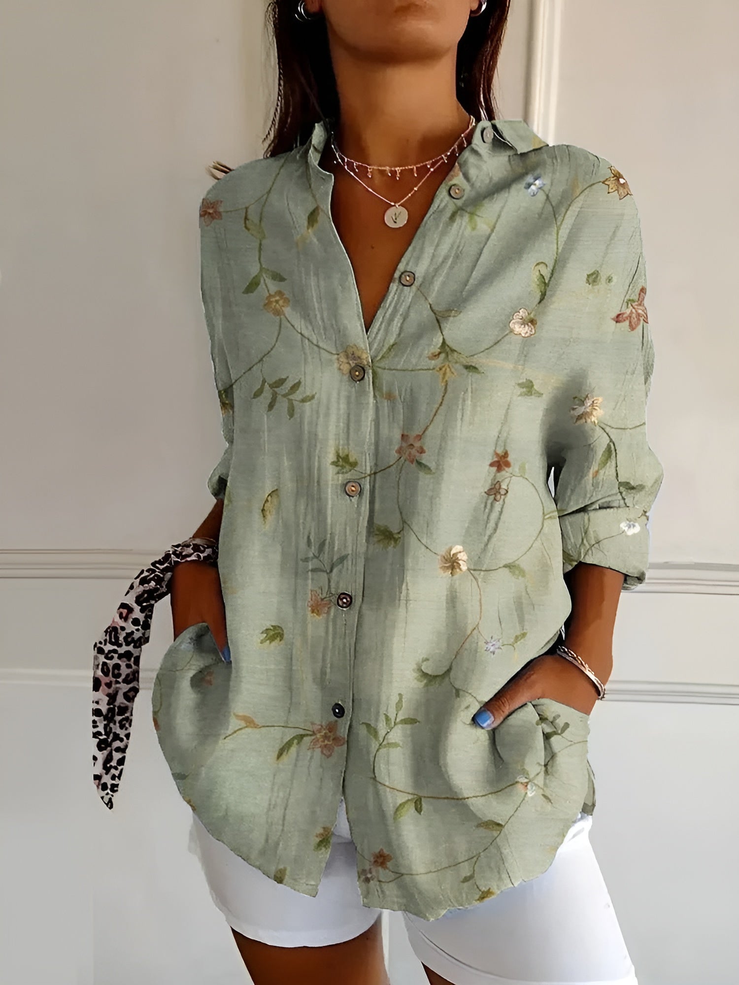 Roseline - Printed Button-Up Shirt